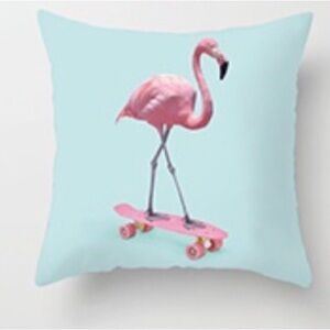 Flamingo on Skateboard Pillow Case